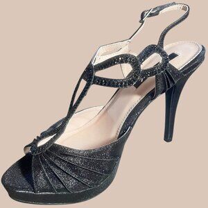 Dazzling Grandeur Rhinestone Glitter Peep Toe High Heels Strappy Dress Shoes